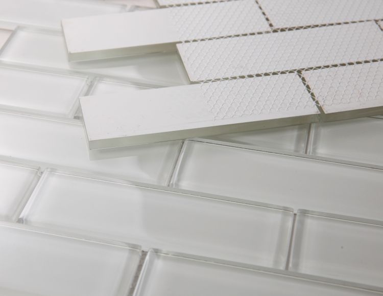 2 x 6 Oceanhouse White Shining Glossy Subway Glass Mosaic Tile-Glass Mosaic-American Tile Depot