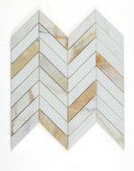 Chevron Calacatta Gold Honed Marble Mosaic Tile-Marble Mosaic-American Tile Depot