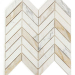 Chevron Calacatta Gold Polished Marble Mosaic Tile-Marble Mosaic-American Tile Depot