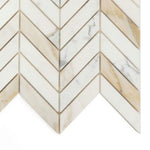 Chevron Calacatta Gold Polished Marble Mosaic Tile-Marble Mosaic-American Tile Depot