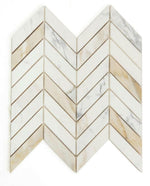 Chevron Calacatta Gold Polished Marble Mosaic Tile-Marble Mosaic-American Tile Depot