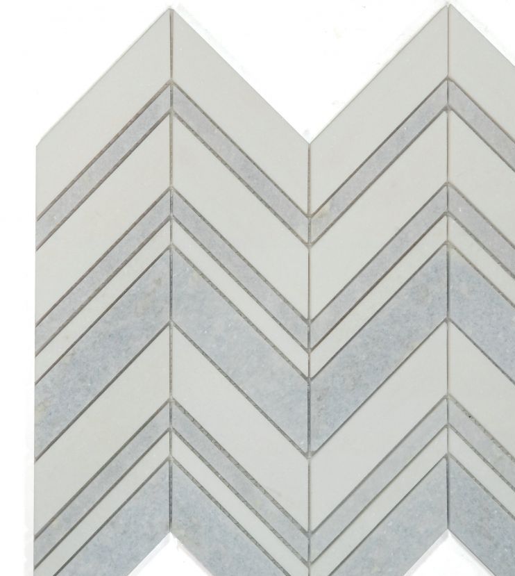 Chevron Crystal Ocean Polished Marble Mosaic Tile-Marble Mosaic-American Tile Depot