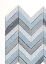 Chevron Deep Ocean Marble Mosaic Tile-Marble Mosaic-American Tile Depot