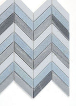 Chevron Deep Ocean Marble Mosaic Tile-Marble Mosaic-American Tile Depot