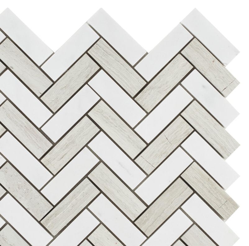 Chevron Haisa Polished Marble Mosaic Tile-Marble Mosaic-American Tile Depot