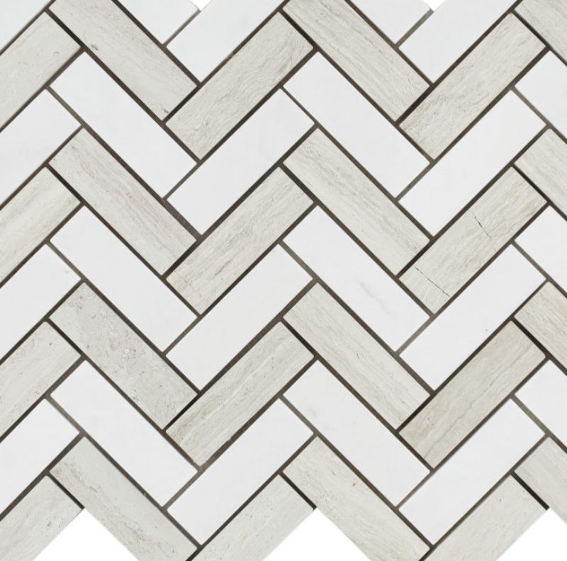 Chevron Haisa Polished Marble Mosaic Tile-Marble Mosaic-American Tile Depot