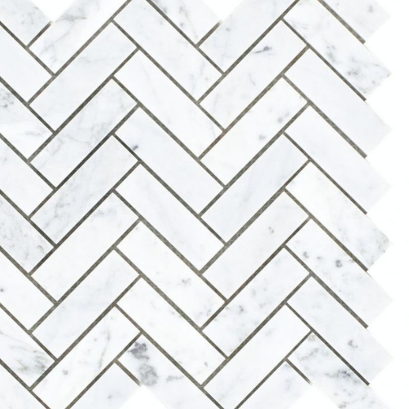 Chevron Long Carrara Polished Marble Mosaic Tile-Marble Mosaic-American Tile Depot