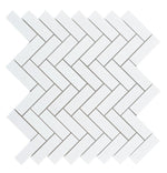 Chevron Long Thassos Honed Marble Mosaic Tile-Marble Mosaic-American Tile Depot