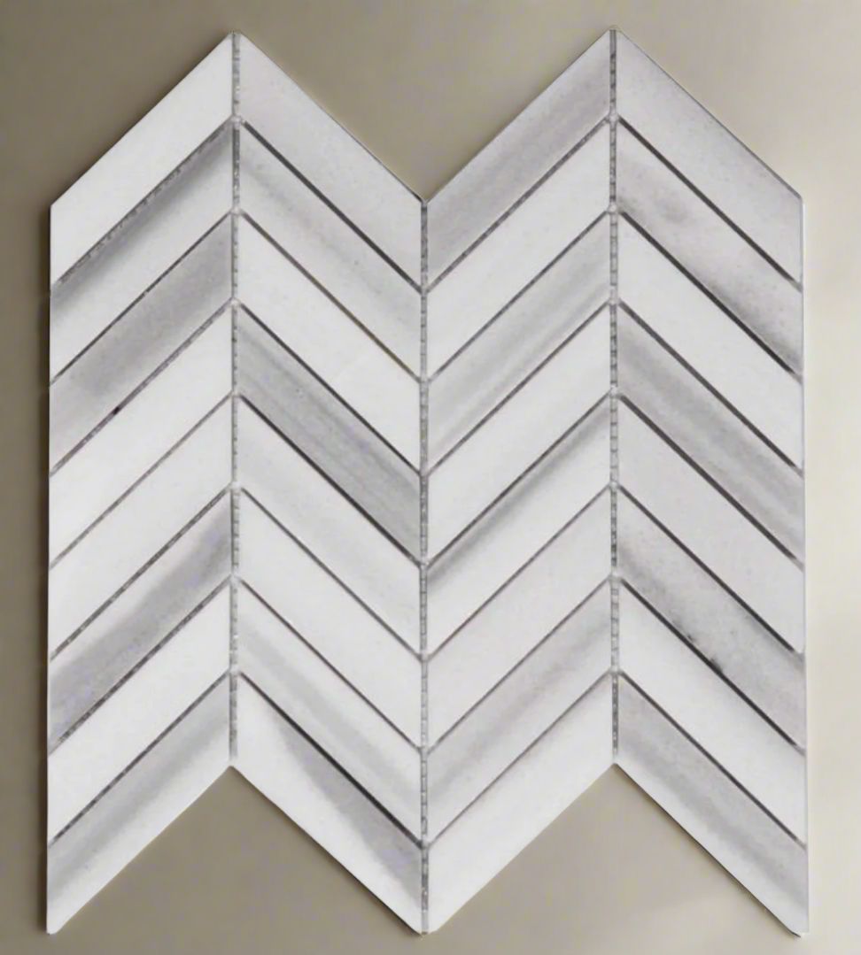 Chevron Marmala White Polished Marble Mosaic Tile-Marble Mosaic-American Tile Depot