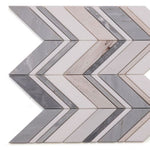 Chevron Ravenna Blue Polished Marble Mosaic Tile-Marble Mosaic-American Tile Depot