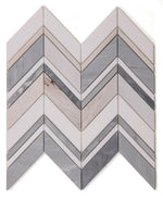 Chevron Ravenna Blue Polished Marble Mosaic Tile-Marble Mosaic-American Tile Depot