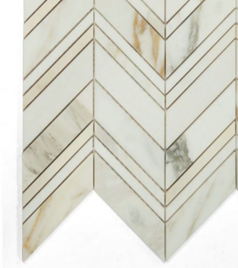 Chevron Ravenna Calacatta Polished Marble Mosaic Tile-Marble Mosaic-American Tile Depot