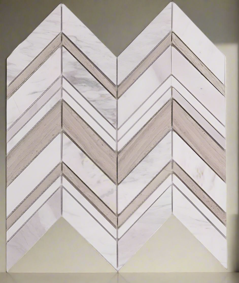 Chevron Ravenna Loft Polished Marble Mosaic Tile-Marble Mosaic-American Tile Depot