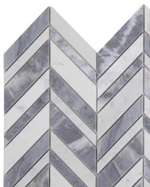 Chevron Shadow Lava Polished Marble Mosaic Tile-Marble Mosaic-American Tile Depot