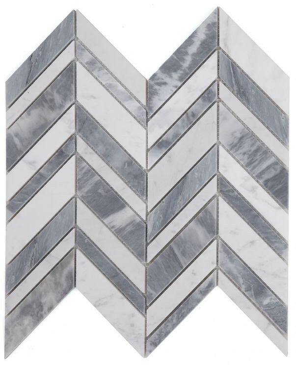 Chevron Shadow Lava Polished Marble Mosaic Tile-Marble Mosaic-American Tile Depot