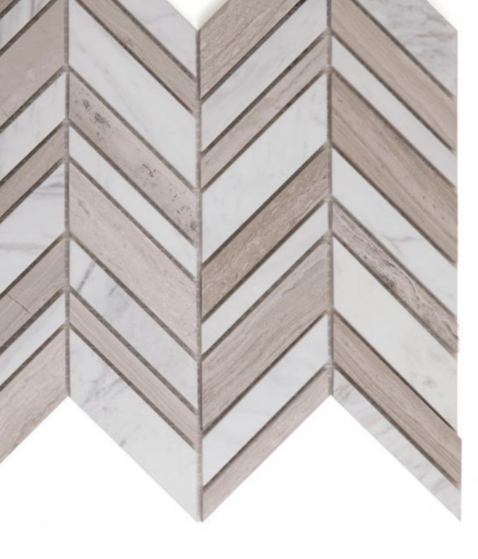 Chevron Shadow Loft Polished Marble Mosaic Tile-Marble Mosaic-American Tile Depot