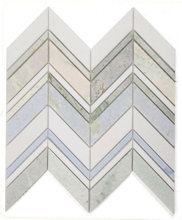 Chevron Spring Polished Marble Mosaic Tile-Marble Mosaic-American Tile Depot