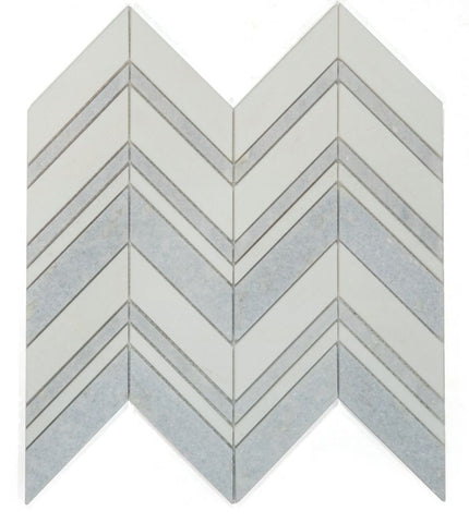 Chevron Crystal Ocean Polished Marble Mosaic Tile