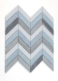 Chevron Deep Ocean Marble Mosaic Tile-Marble Mosaic-American Tile Depot