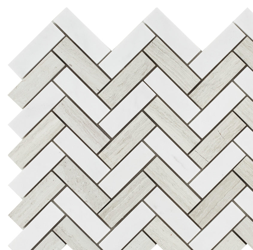 Chevron Haisa Polished Marble Mosaic Tile-Marble Mosaic-American Tile Depot