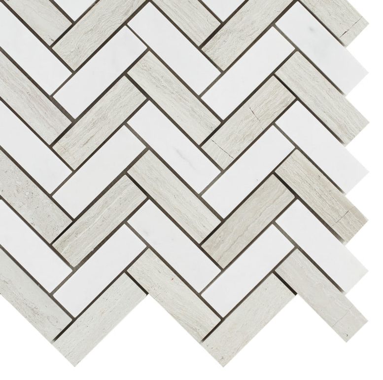 Chevron Haisa Polished Marble Mosaic Tile-Marble Mosaic-American Tile Depot