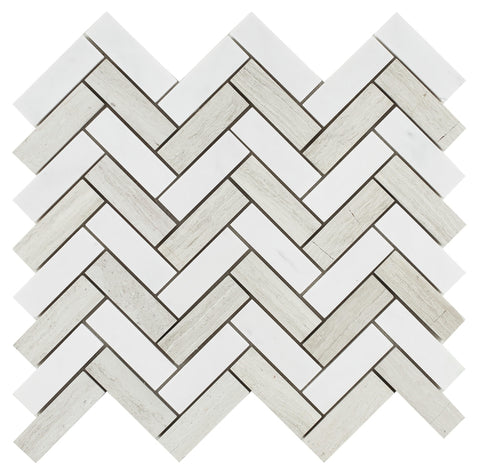 Chevron Haisa Polished Marble Mosaic Tile