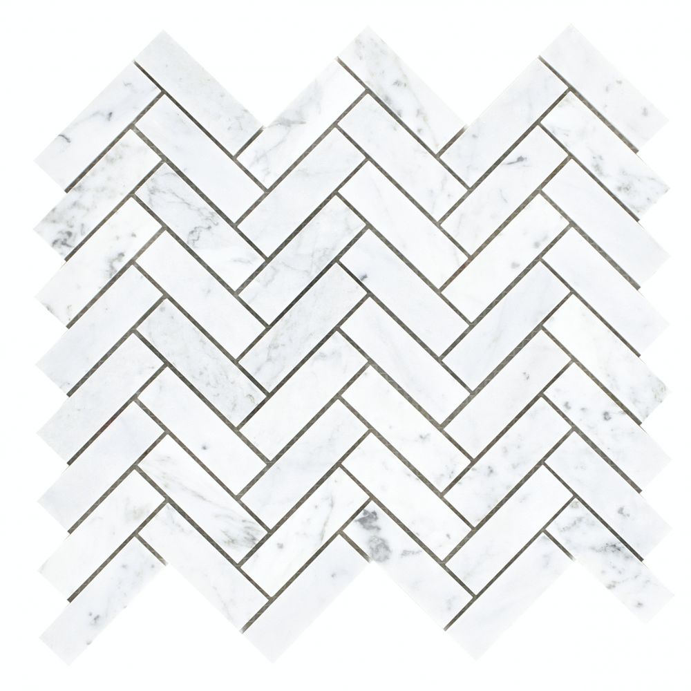 Chevron Long Carrara Polished Marble Mosaic Tile-Marble Mosaic-American Tile Depot