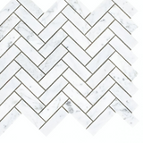 Chevron Long Carrara Polished Marble Mosaic Tile