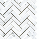 Chevron Long Carrara Polished Marble Mosaic Tile