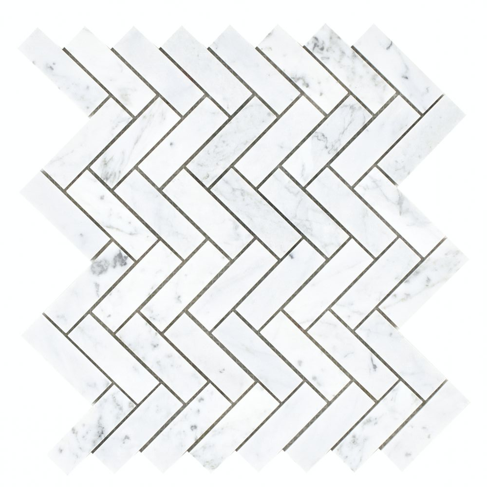 Chevron Long Carrara Polished Marble Mosaic Tile-Marble Mosaic-American Tile Depot