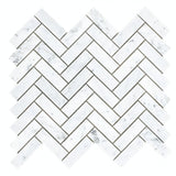 Chevron Long Carrara Polished Marble Mosaic Tile