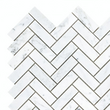 Chevron Long Carrara Polished Marble Mosaic Tile