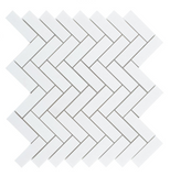 Chevron Long Thassos Honed Marble Mosaic Tile