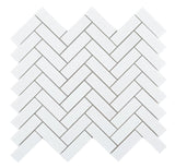 Chevron Long Thassos Honed Marble Mosaic Tile