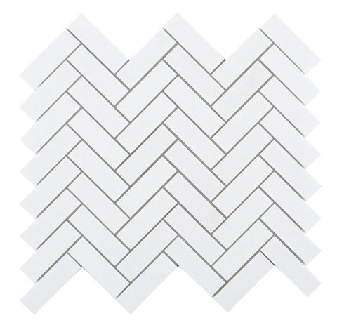 Chevron Long Thassos Honed Marble Mosaic Tile