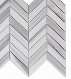 Chevron Marmala White Polished Marble Mosaic Tile