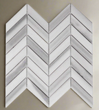 Chevron Marmala White Polished Marble Mosaic Tile