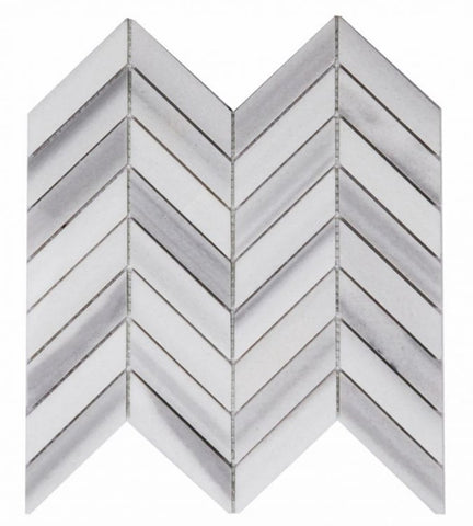 Chevron Marmala White Polished Marble Mosaic Tile