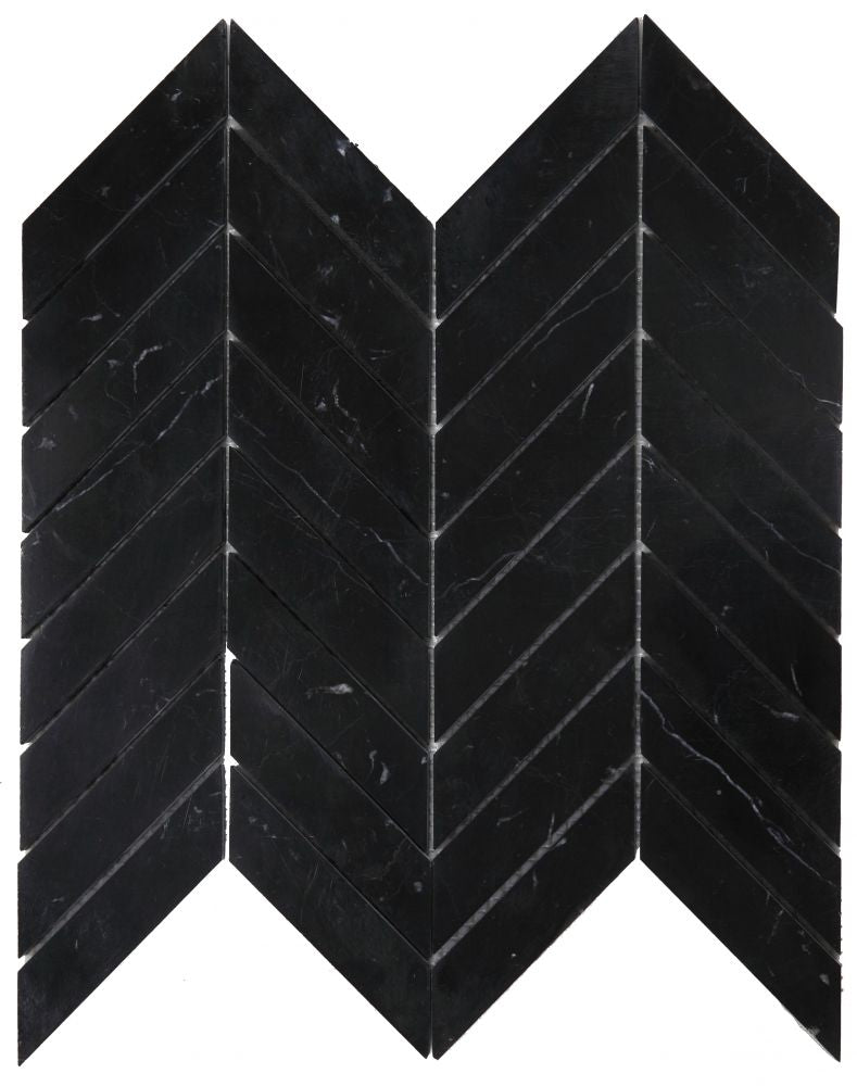 Chevron Marquina Polished Marble Mosaic Tile-Marble Mosaic-American Tile Depot