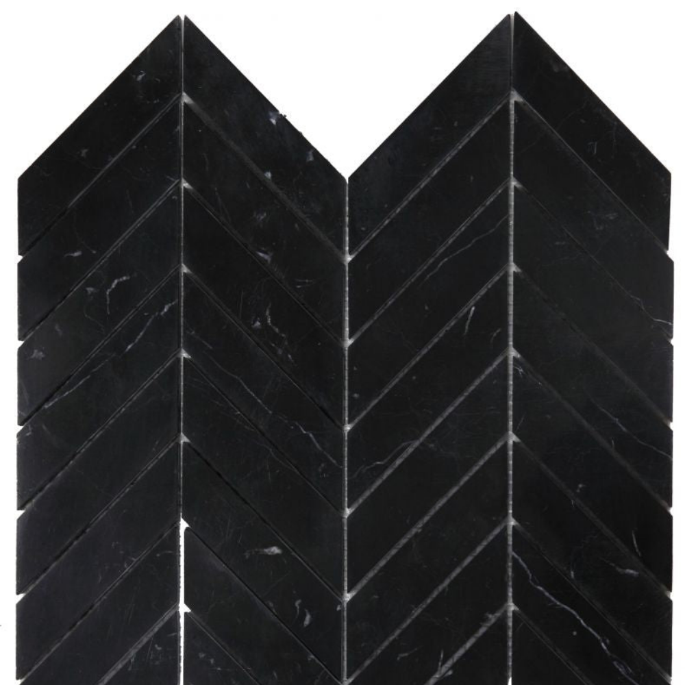 Chevron Marquina Polished Marble Mosaic Tile-Marble Mosaic-American Tile Depot