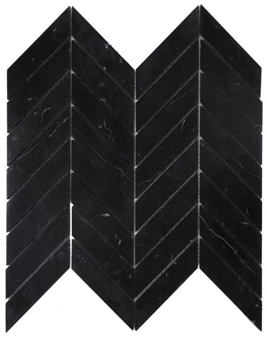 Chevron Marquina Polished Marble Mosaic Tile