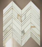 Chevron Ravenna Calacatta Polished Marble Mosaic Tile