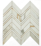 Chevron Ravenna Calacatta Polished Marble Mosaic Tile