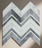 Chevron Ravenna Grey Polished Marble Mosaic Tile