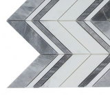 Chevron Ravenna Grey Polished Marble Mosaic Tile