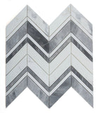 Chevron Ravenna Grey Polished Marble Mosaic Tile