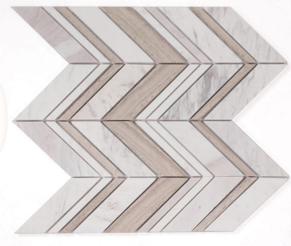 Chevron Ravenna Loft Polished Marble Mosaic Tile-Marble Mosaic-American Tile Depot