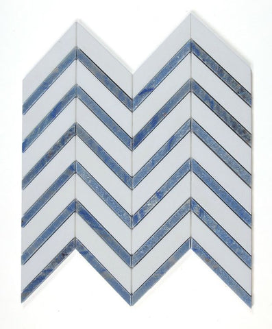 Chevron Royal Sapphire Marble Mosaic Tile