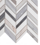 Chevron Shadow Blue Polished Marble Mosaic Tile