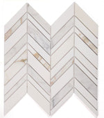 Chevron Shadow Calacatta Polished Marble Mosaic Tile-Marble Mosaic-American Tile Depot